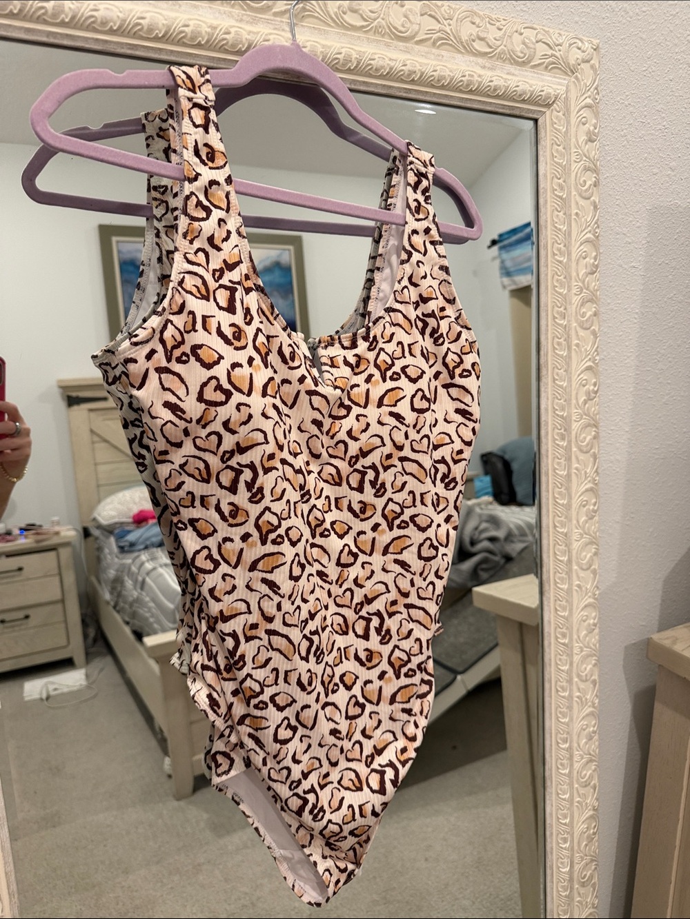Leopard Print One-Piece Swimsuit - xl Brown